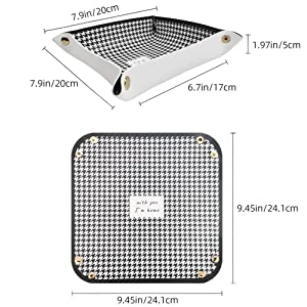 Snap Houndstooth Leather Tray Organizer, Valet Tray